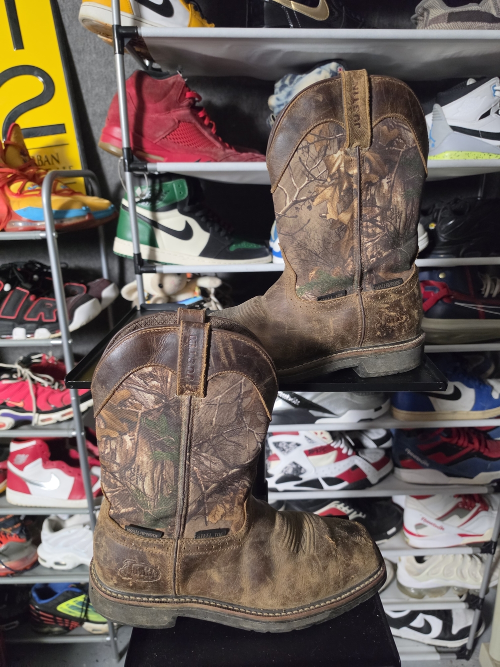 🔥 Justin Boots Brown Camo Leather Cowboy Work Men Size 9.5 EE
